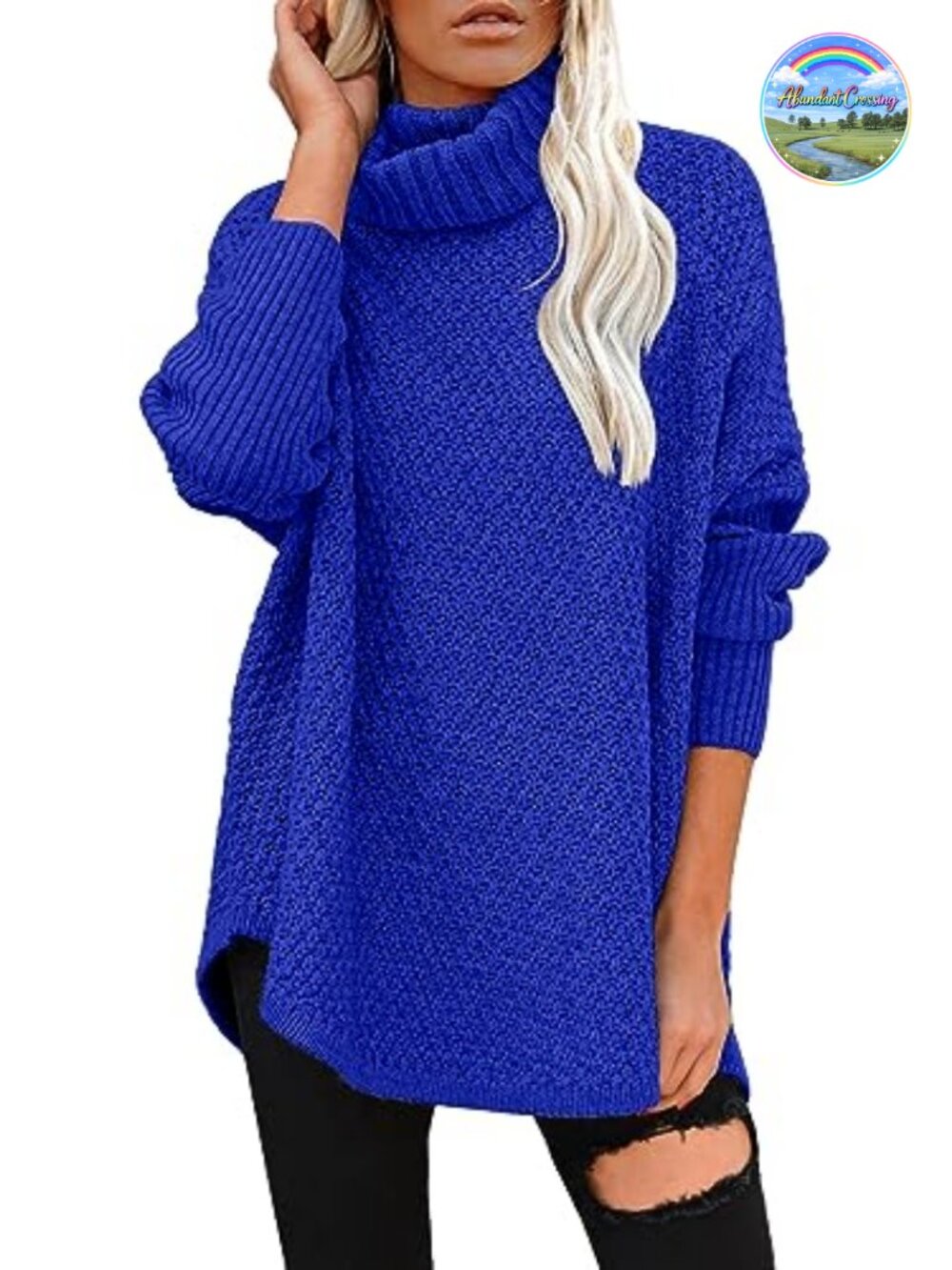 Oversized Turtleneck Long Sleeve Tunic Pullover Sweater